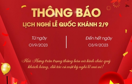 Thông báo lịch nghỉ lễ 2/9